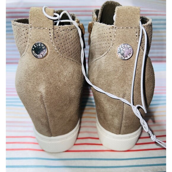 Steve Madden Womens Perforated Zip-On Ankle Size 7 Beige Leather/Suede Upper - Picture 4 of 6